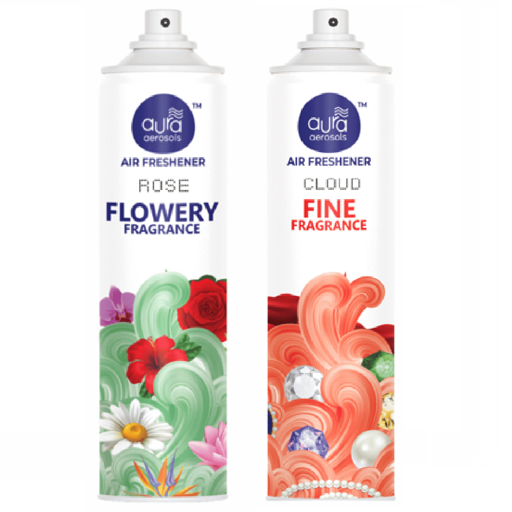 Aura Aerosols Air Freshener 300ml (Pack of 2) - Rose & Cloud