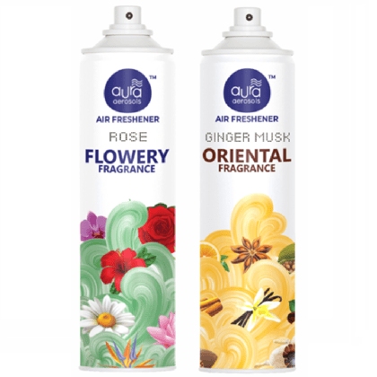 Aura Aerosols Air Freshener 300ml (Pack of 2) - Rose & Ginger Musk