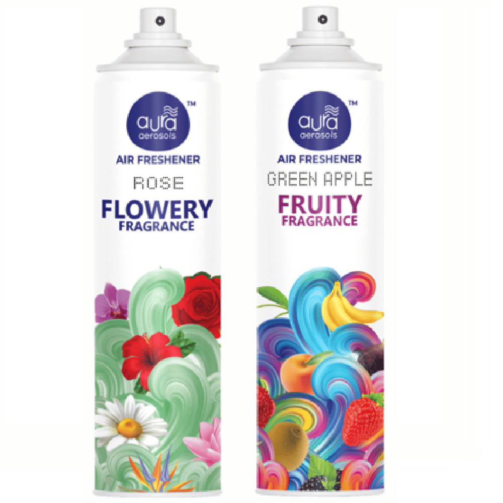 Aura Aerosols Air Freshener 300ml (Pack of 2) - Rose & Green Apple