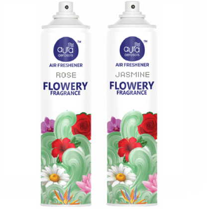 Aura Aerosols Air Freshener 300ml (Pack of 2) - Rose & Jasmine