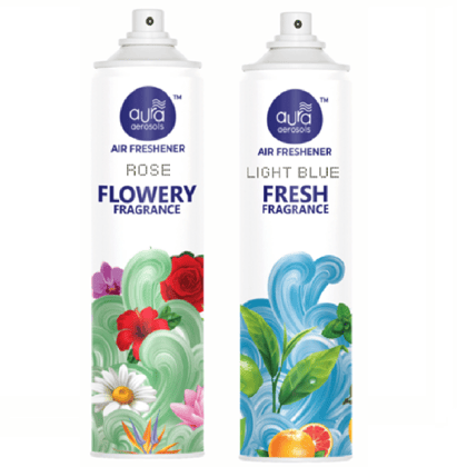 Aura Aerosols Air Freshener 300ml (Pack of 2) - Rose & Light Blue