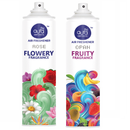 Aura Aerosols Air Freshener 300ml (Pack of 2) - Rose & Opan