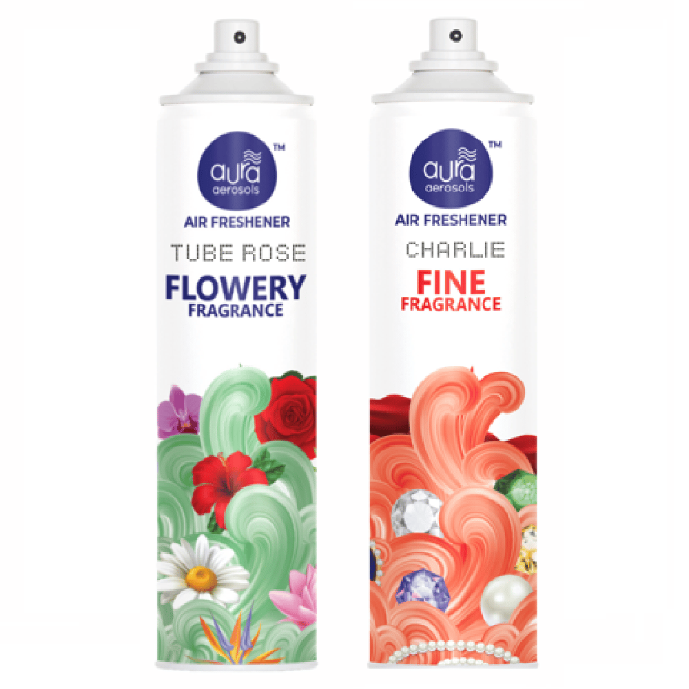 Aura Aerosols Air Freshener 300ml (Pack of 2) - Tube Rose & Charlie