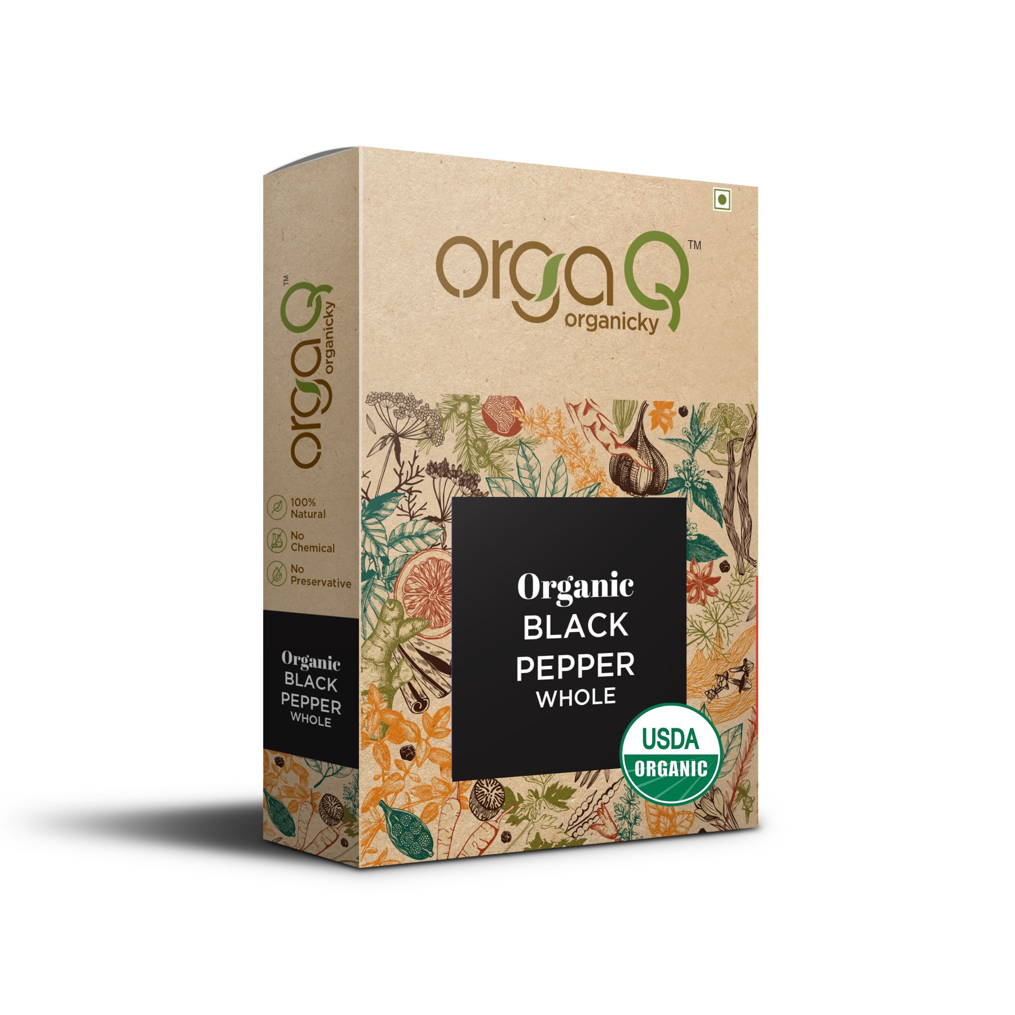 Orgaq Organicky Organic Black Pepper Whole No Preservatives | No Artificial Colour Added