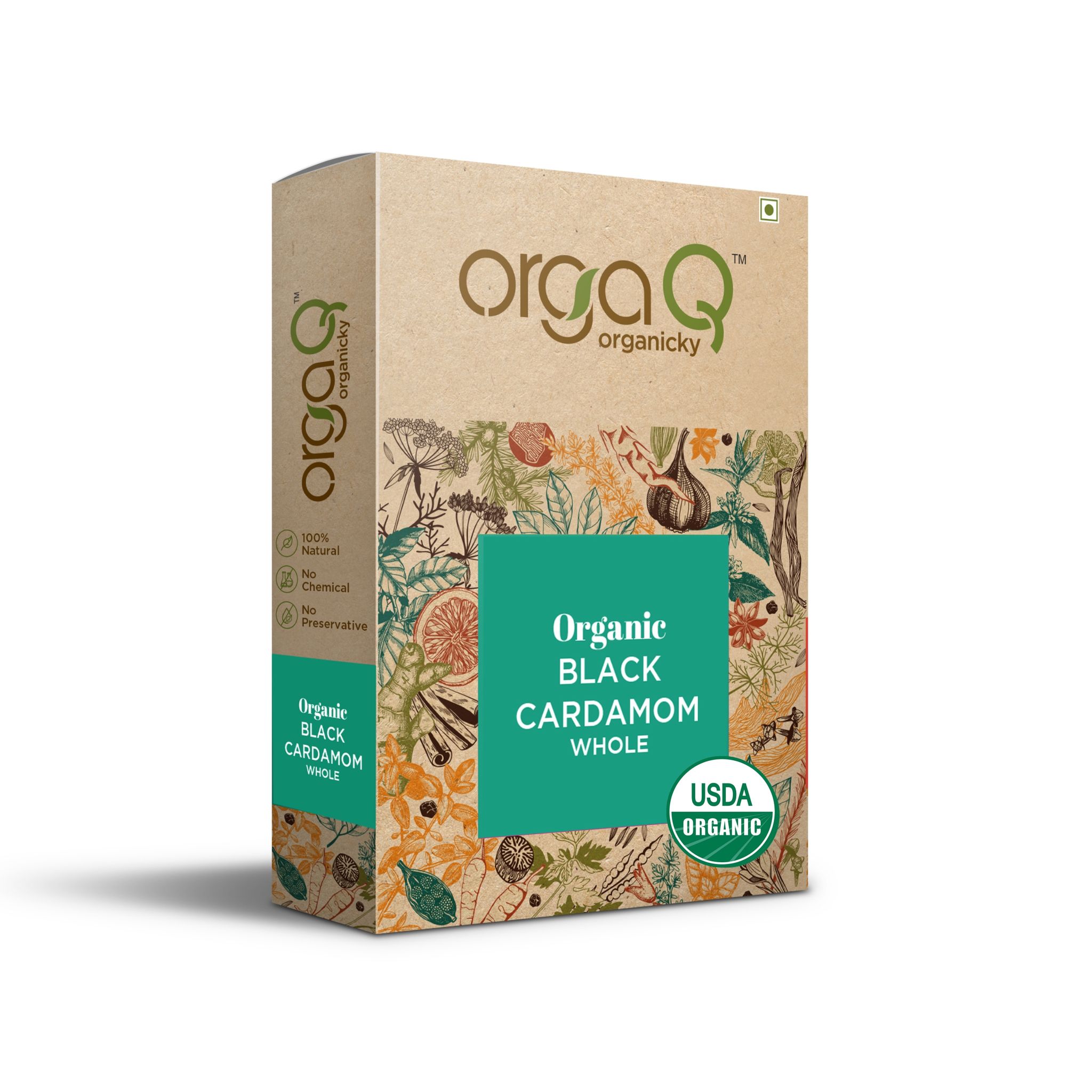 Orgaq Organicky Whole Black Cardamom (Badi Elaichi) No Preservatives | No Artificial Colour Added