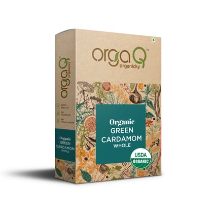 OrgaQ Organicky Organic Green Cardamom (Elaichi) Whole| Spicy Natural Elachi | Cardamom for Tea