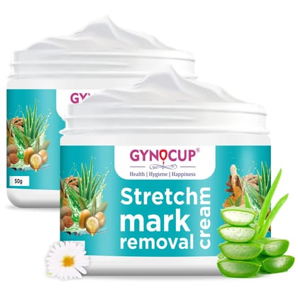 Gynocup Stretch Marks Removal Cream for Pregnancy with the Goodness of Shea Butter, Coco Caprylate, Glycerine and Aloe Vera, Harsingar Oil & Vitamin E (50g, Pack of 2)