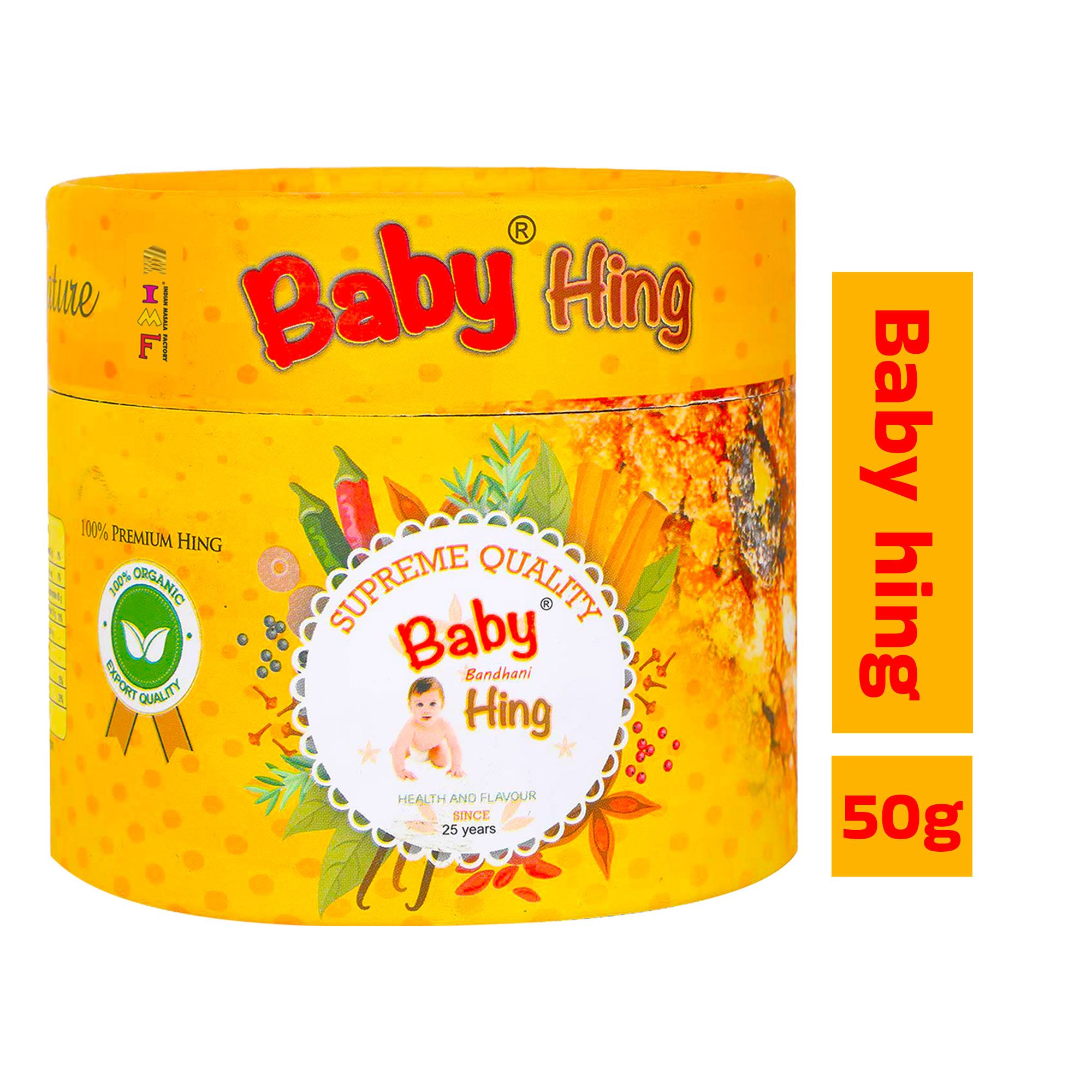 BABY Hing Crystals Strong Asafoetida (50g) | 100% Pure and Organic Hing for Cooking | Premium-Quality Hing