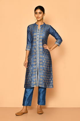 Topaz handloom cotton silk kurta set