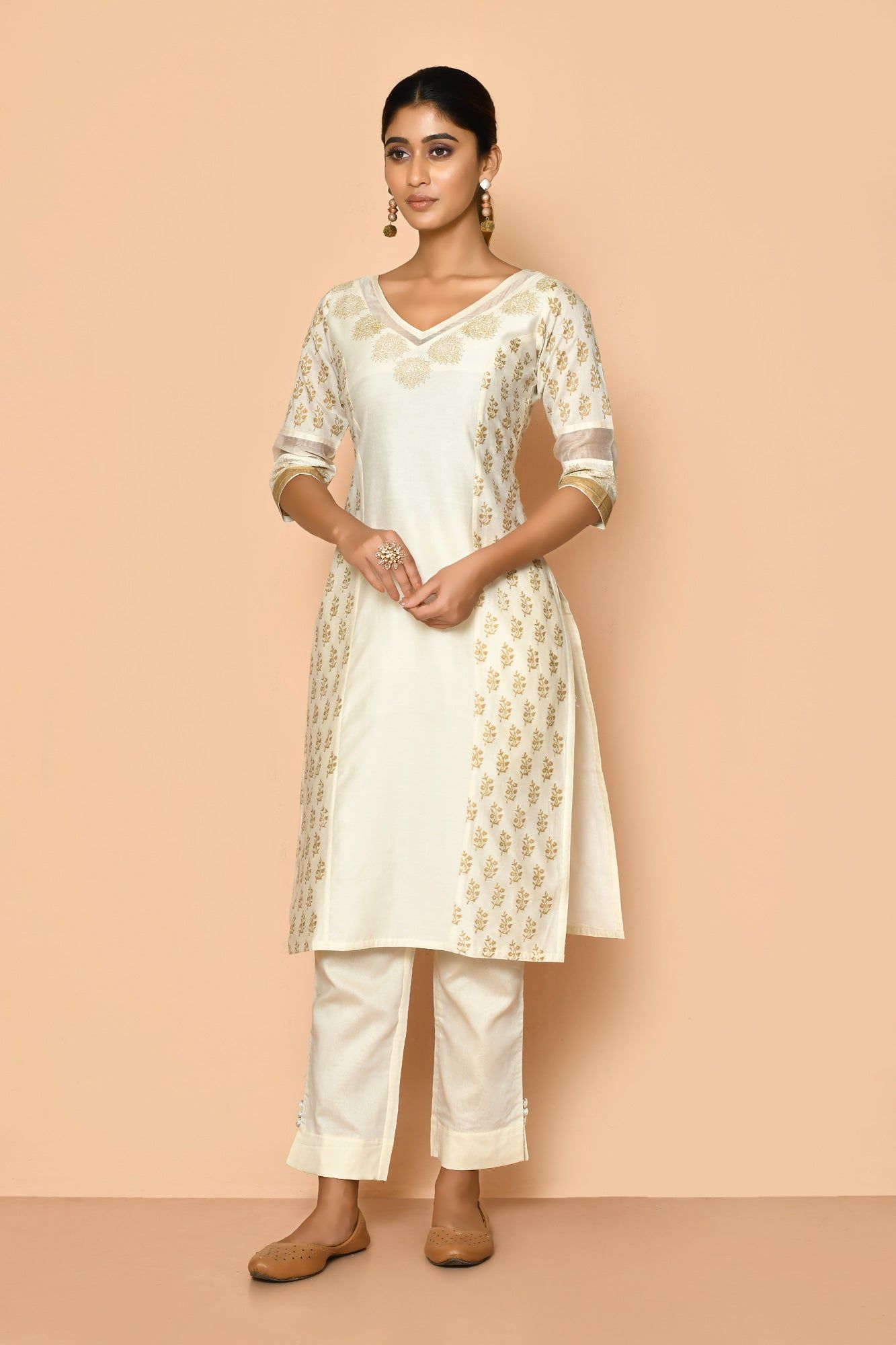 Ayoola pearl handloom Maheshwari silk kurta set