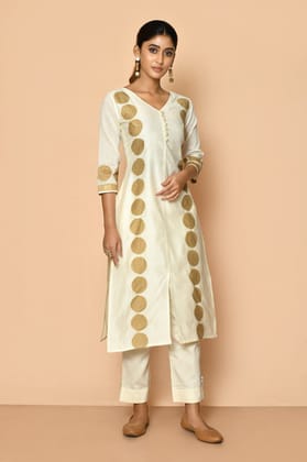 Freya ivory handloom maheshwari silk kurta set