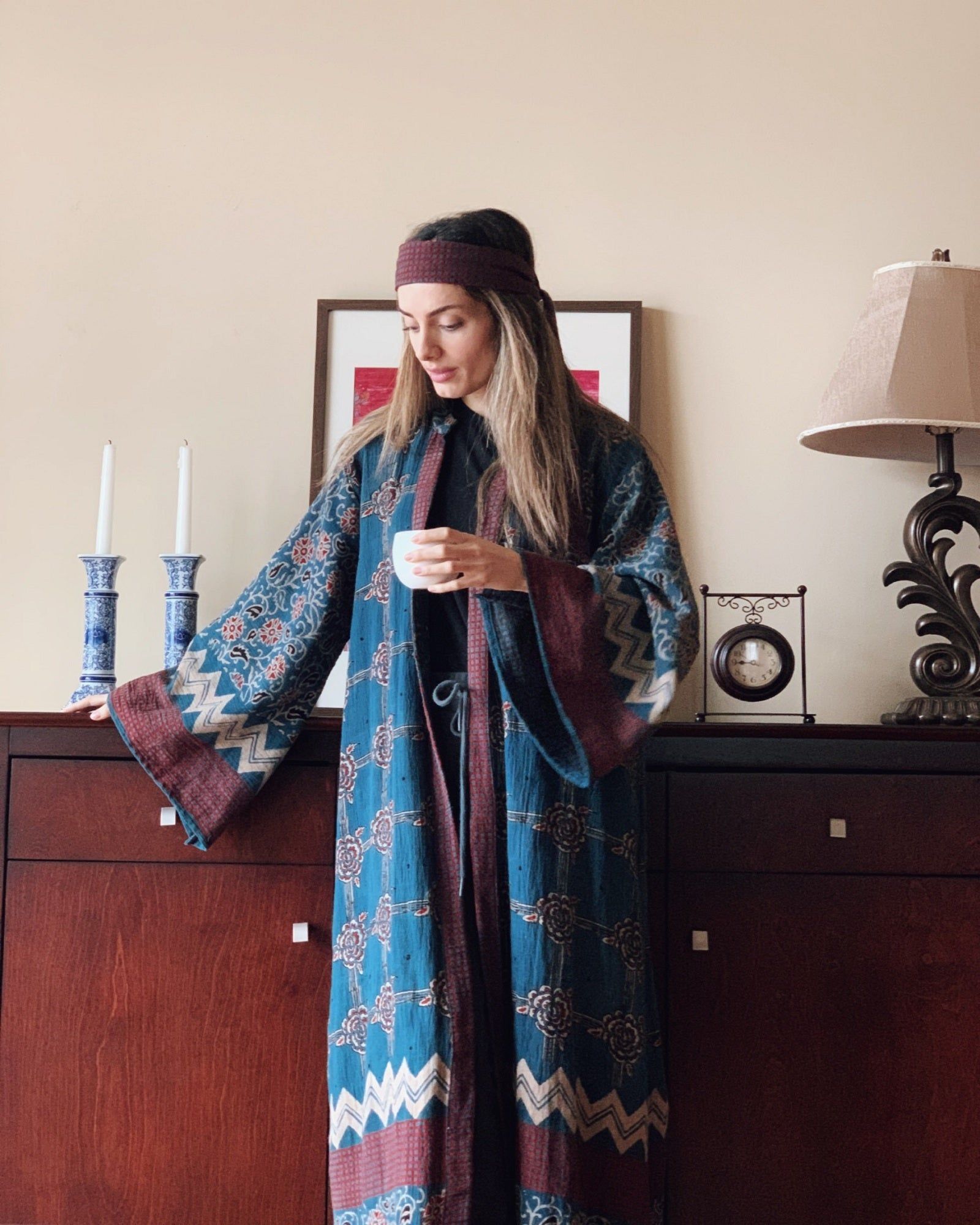 Indigo Organic Cotton Handwoven and Handcrafted Kimono