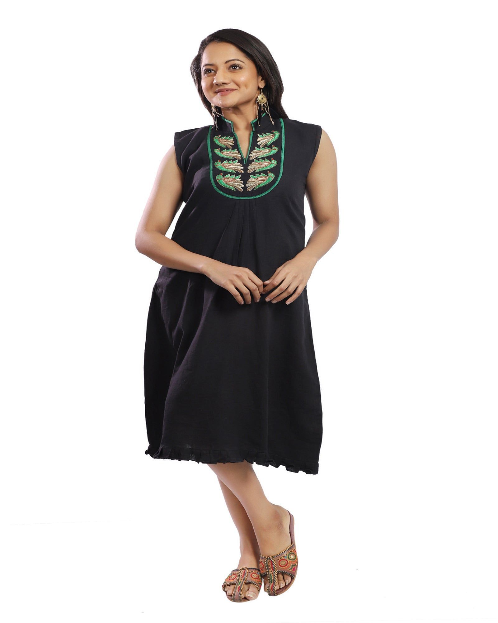 Bold Is Beautiful Black Handwoven cotton Embroidered  Kurta