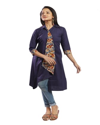 Overlapping Blue Shirt Kalamkari  Kurta