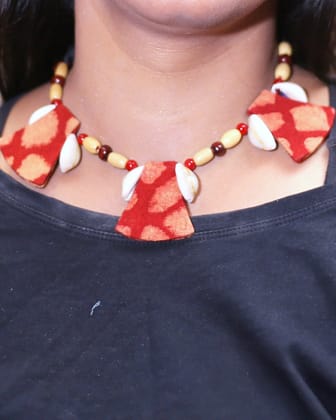 White Red Tribal Beaded Neck Piece