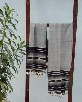 Grey and Black Handloom Cotton Stole