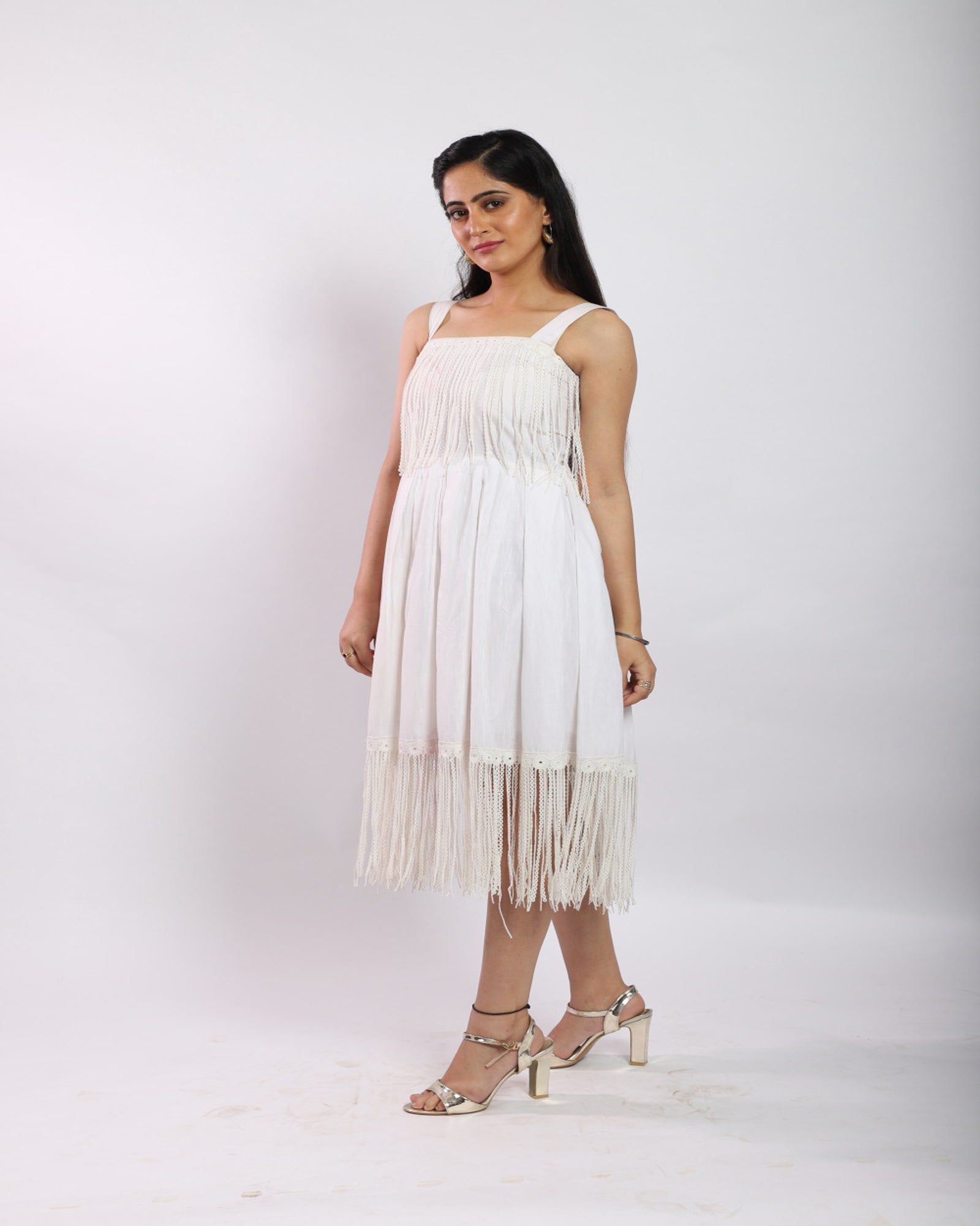 White Muslin Lacy Slip Dress