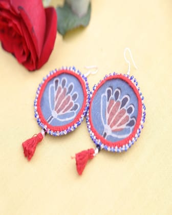 Lotus round beaded earring