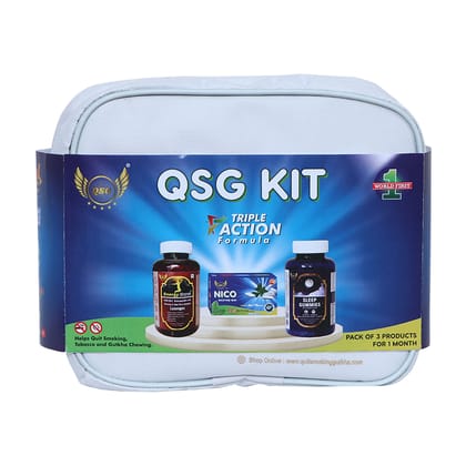QSG Kit - Pack Of 3 Products | 4 weeks quit program with Triple Action Formula for Quit Gutkha Smoking Tobacco | Clinically tested | Detoxification | CE Certified