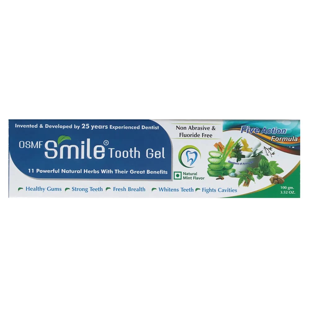 OSMF Smile Natural Aloe Vera Tooth Gel, Reduce Sensitivity, Bleeding Gums, Whitens Teeth Toothpaste, Fluoride Free and Non Abrasive