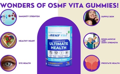 OSMF Vita Gummies For Ultimate Health Lycopene Antioxidant + Multivitamin Supplement – Great for Heart Health, Prostate Health, Immunity booster, Bones, Joint & Muscle Strength, Skin Health, diabetes and Eyesight Support. 30 Sugar Free Gummies