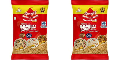 Bambino Vermicelli | Vegetarian Plain Vermicelli | Sada Sewaiyan | 900 grams each pouch | Pack of 2 | 1800 Gm Pack