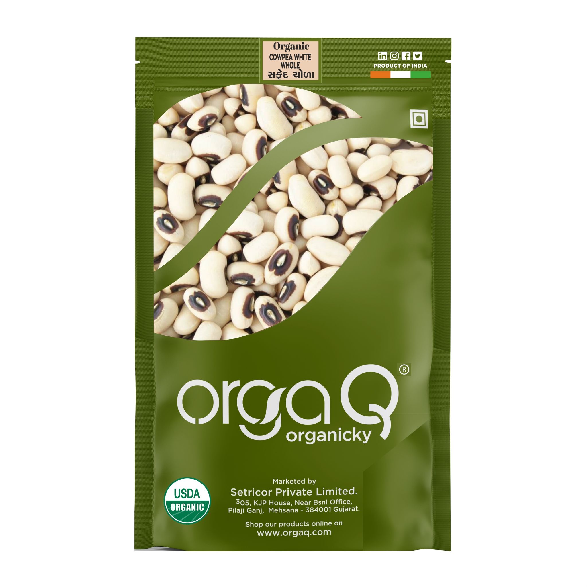 OrgaQ Organicky Organic Cowpea White/Lobia/Chola Whole Beans