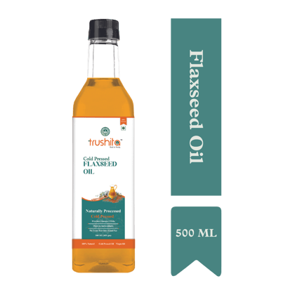 Trushita Cold Pressed Virgin Flaxseed Oil -500ml Pet Bottle | Alsi Ka Tel | Linseed Oil l | Kacchi Ghani |100% NATURAL | Chemical-Free Oil Edible for Skin and Hair Care Multipurpose Oil