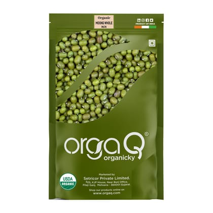 OrgaQ Organicky Organic Green Moong (Mag) Whole | Protein & Fiber Rich Moong Whole