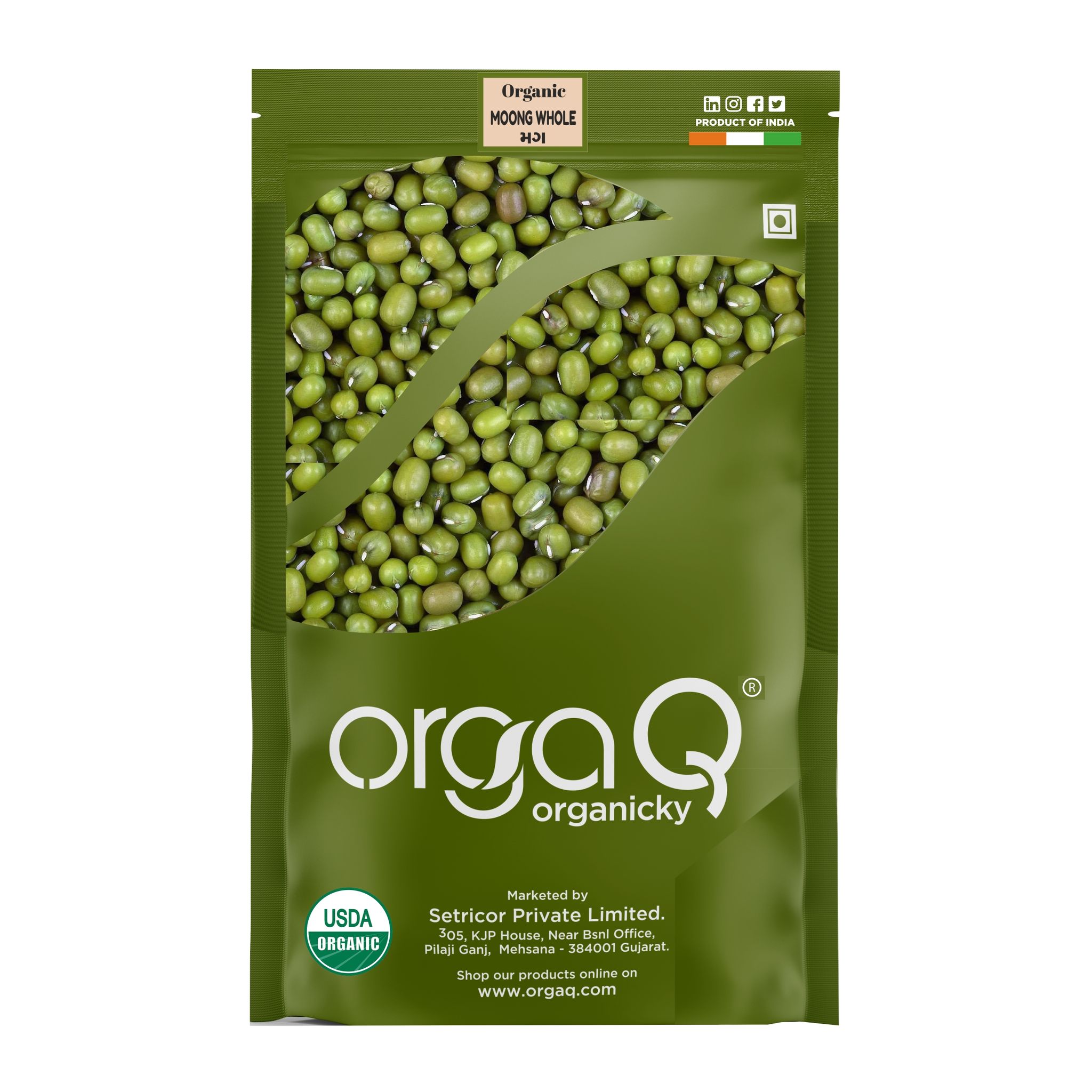 OrgaQ Organicky Organic Green Moong (Mag) Whole | Protein & Fiber Rich Moong Whole