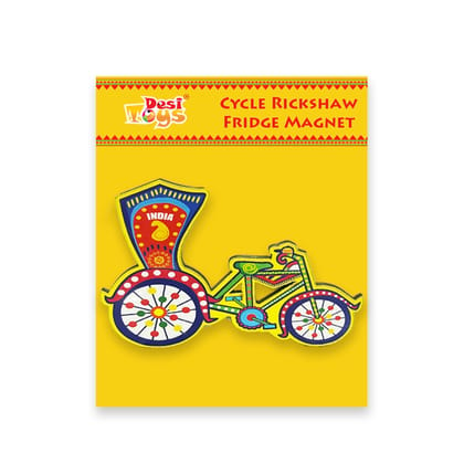 Desi Toys Cycle Rickshaw Fridge Magnet |Made in MDF|3 x 1.6inches Size| Indian Inspired Design |Souvenir| Ideal for Gifting