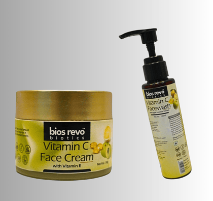 Bios Revo Biotics Vitamin C Face Cream 50g & Vitamin C Facewash 100ml, For Glowing Skin, Fades Pigmentation & Dark Spots, Reduces Skin Dullness, For all skin types, Combo (2) 150g