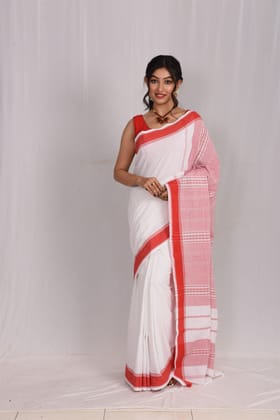 Cotton Laal Paar Saree(SA03035)