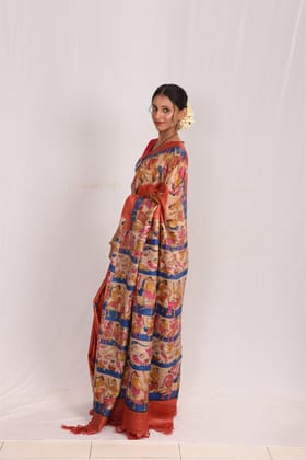 RTXGH PRINTED SILK SAREE(SA03170)ORANGE