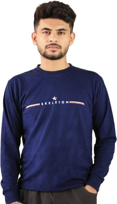 BlueFicus Men Typography Round Neck Cotton Blend Blue SweatShirt for Men Boys Casual Wear ( Pack of 1, Blue)