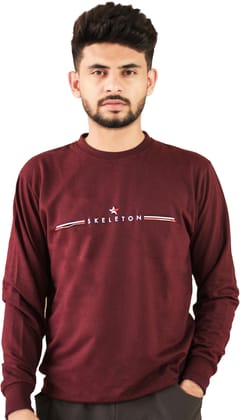 BlueFicus Men Typography Round Neck Cotton Blend Blue SweatShirt for Men Boys Casual Wear ( Pack of 1, Maroon)