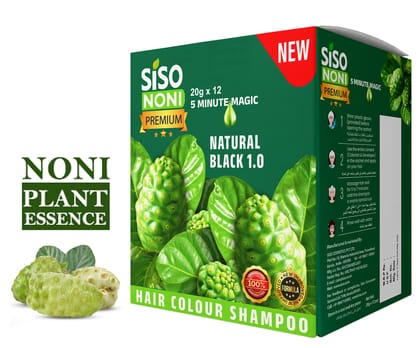 Siso Premium Noni Black Hair colour shampoo 20g Pack of 6 | Ammonia Free hair color for women