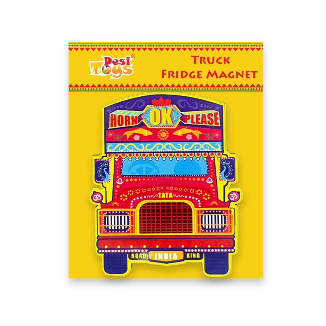 Desi Toys Truck Fridge Magnet |Made in MDF|3 x 2.3 inches Size| Indian Inspired Design |Souvenir| Ideal for Gifting