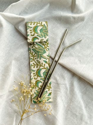 Cotton Cutlery/Straw Holder by Ekatra - Assorted print