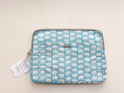 Sustainable Handmade Cotton Laptop Sleeve/Laptop Cover by Ekatra - Elephant Motif