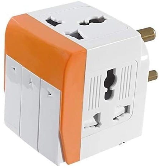 3 Way Plug Adapter Universal Multi Plug with 3 Sockets and 3 Individual