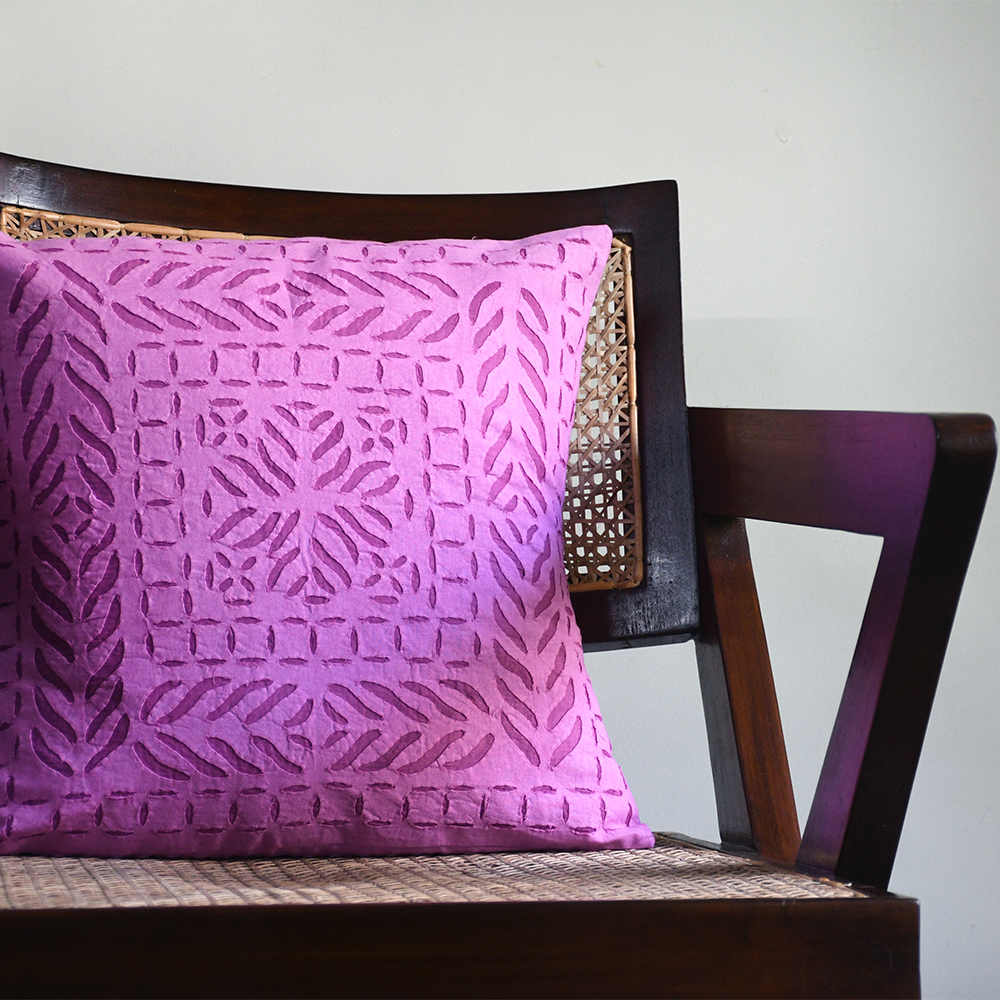 Purple Applique Cushion Cover