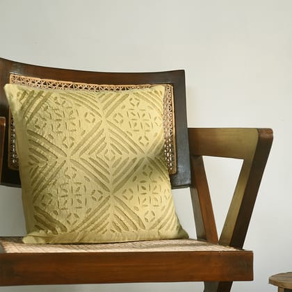 Light Mustard Applique Cushion Cover