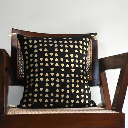 Black and Gold Triangles Applique Cushion Cover