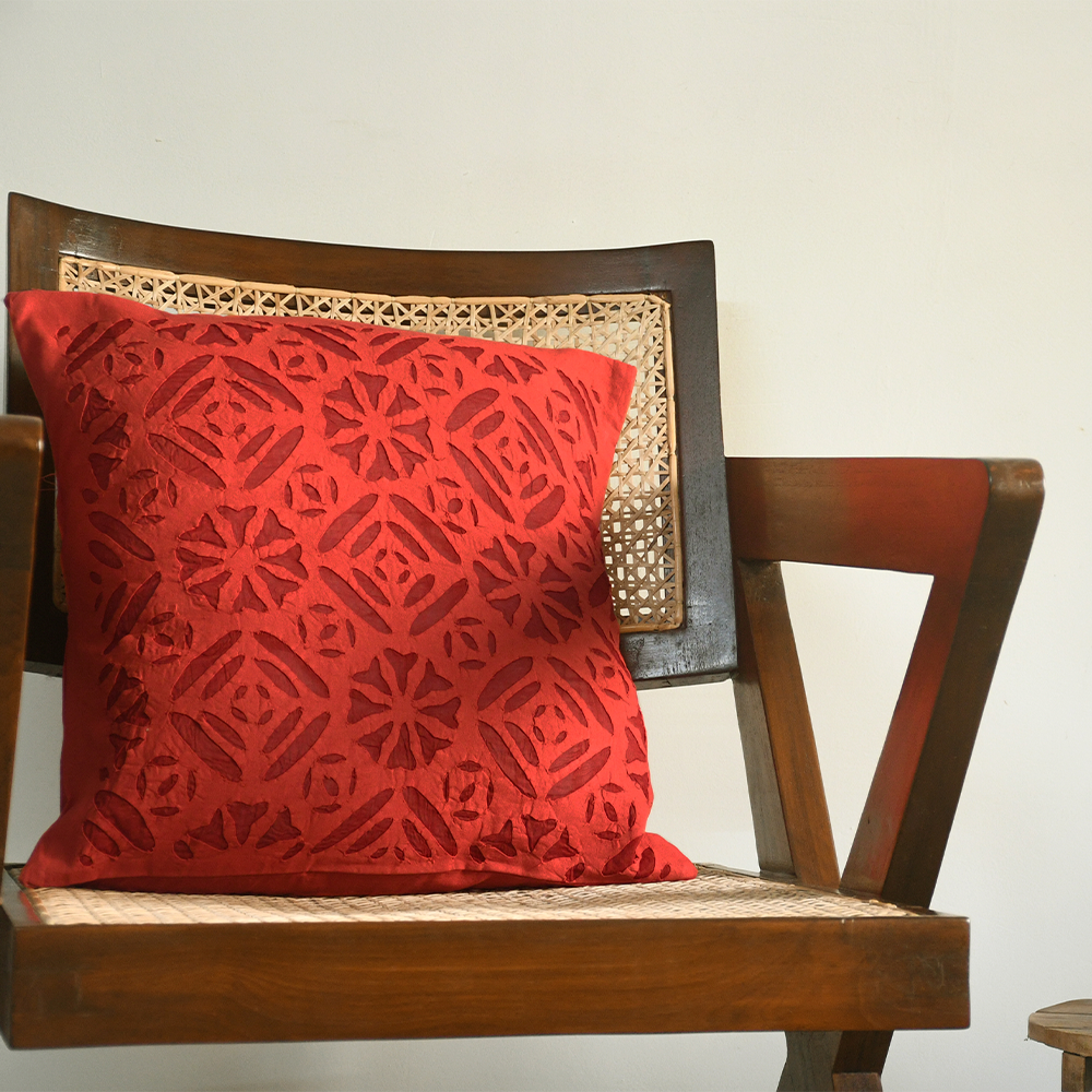 Red Applique Cushion Cover