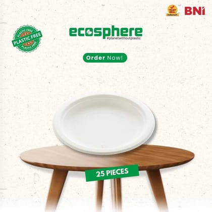 25 Pieces Biodegradable 6 Inch Round Plate - 100% Natural, Compostable, Ecofriendly, Safe & Hygienic Disposable-6 Inch / 25 Pieces