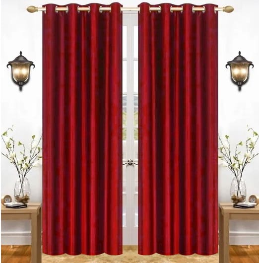 Door Curtain 7 Feet Pack of 2 Maroon