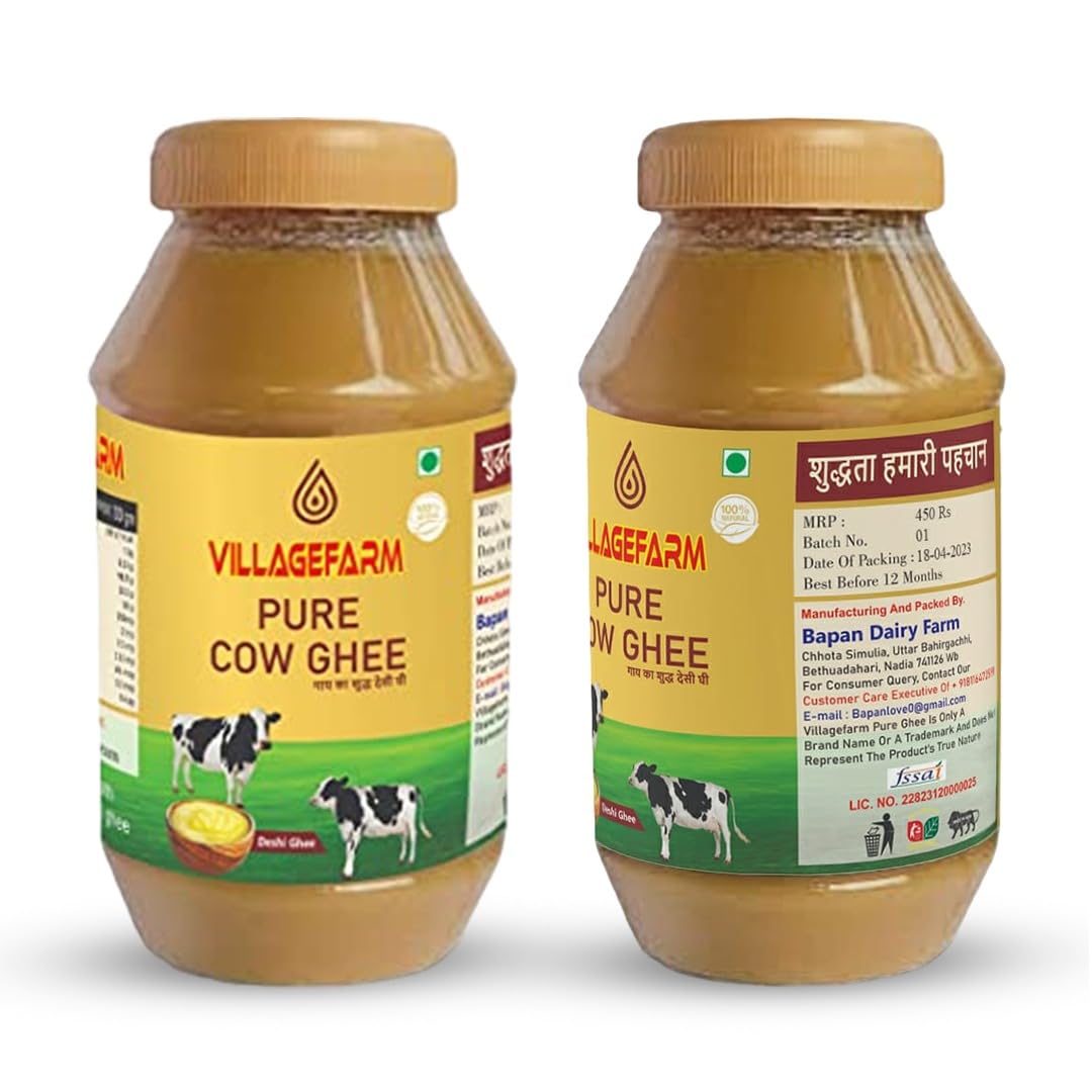 VILLAGE FARM Cow's Pure A2 Butter Gir Cow Tasty Ghee 100% Desi Indian Cow Ghee Organic Pure & Healthy Ghee