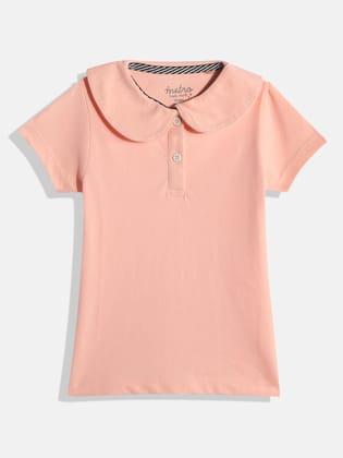 Girls Coral Polo Collar T-shirt