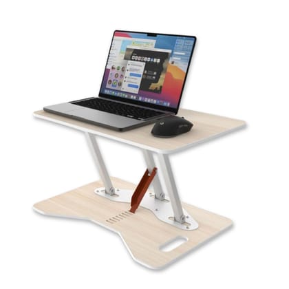 Opus Indigo Mudra Tablet Compact Multipurpose Laptop Table for Children and Floor Work Foldable & Portable with Adjustable Height Sit & Stand Desk Converter Engineered Wood Table Top - Pine Colour